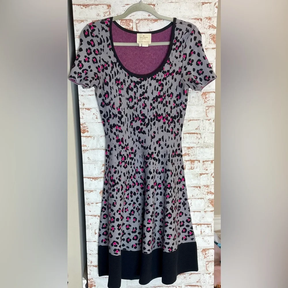 Kate Spade Pink and Black Viscose Leopard Print Dress Size S